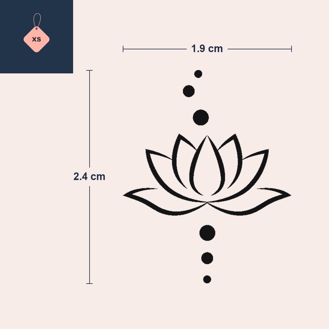 Tatuaje de flor de loto mini entre dos filas de puntos - 4 | Temporalis