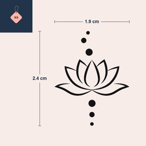 Tatuaje de flor de loto mini entre dos filas de puntos - 4 | Temporalis