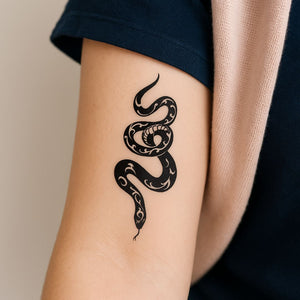 Tribal coiled serpent temporary tattoo - 1 | Temporalis