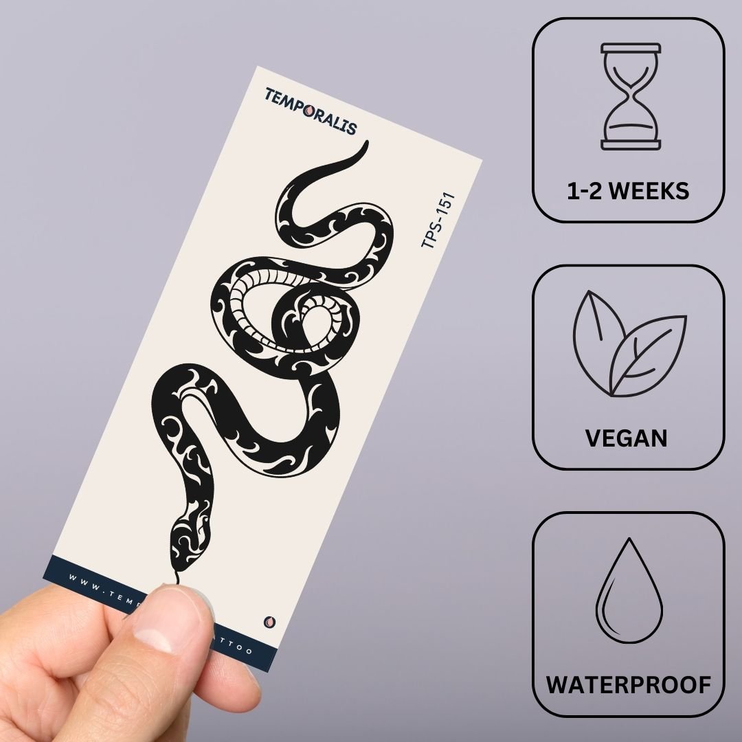 Tribal coiled serpent temporary tattoo - 3 | Temporalis