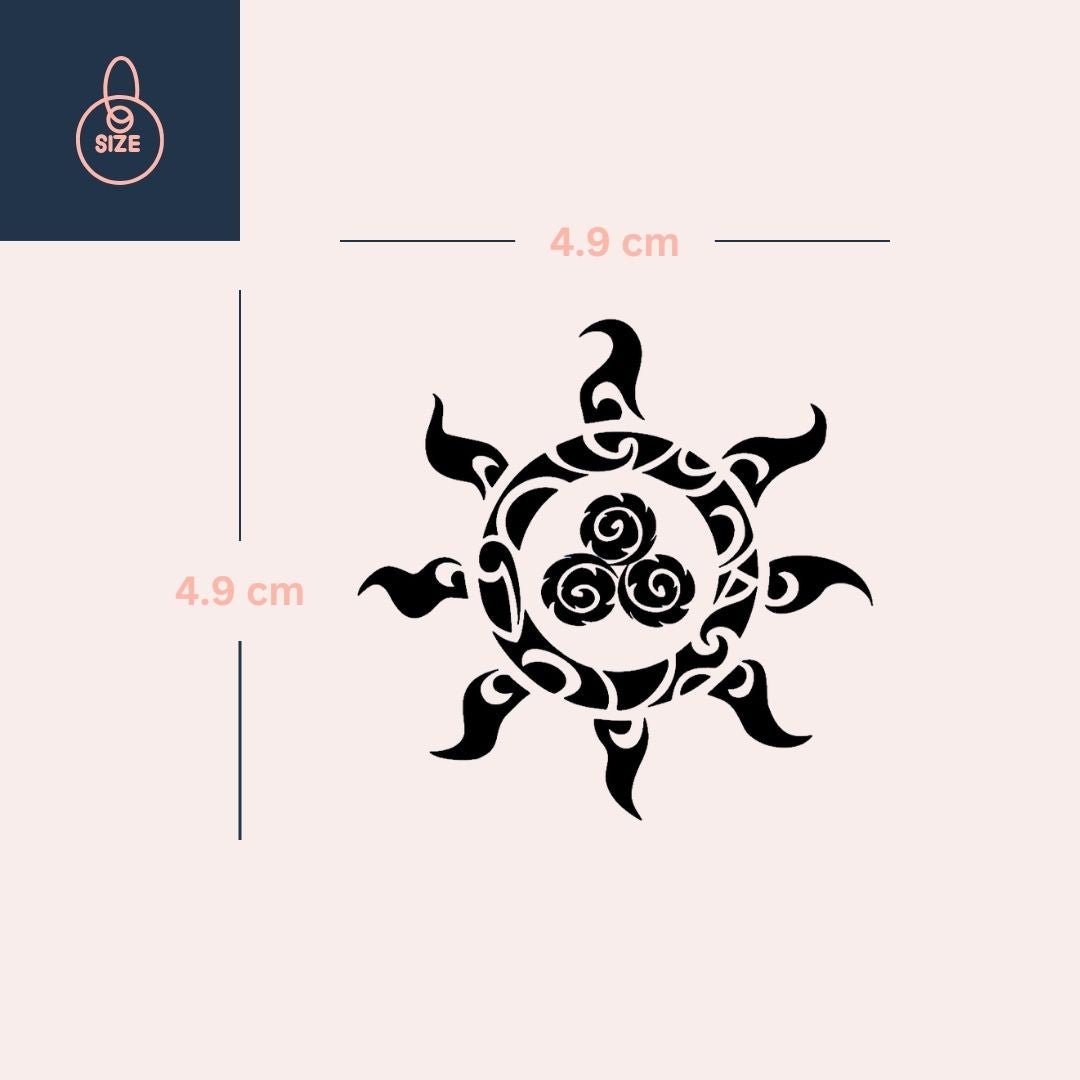 Tribal sun temporary tattoo with triskelion 3 - Temporalis