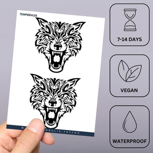 Tribal Wolf Head Tattoo - 3 | Temporalis