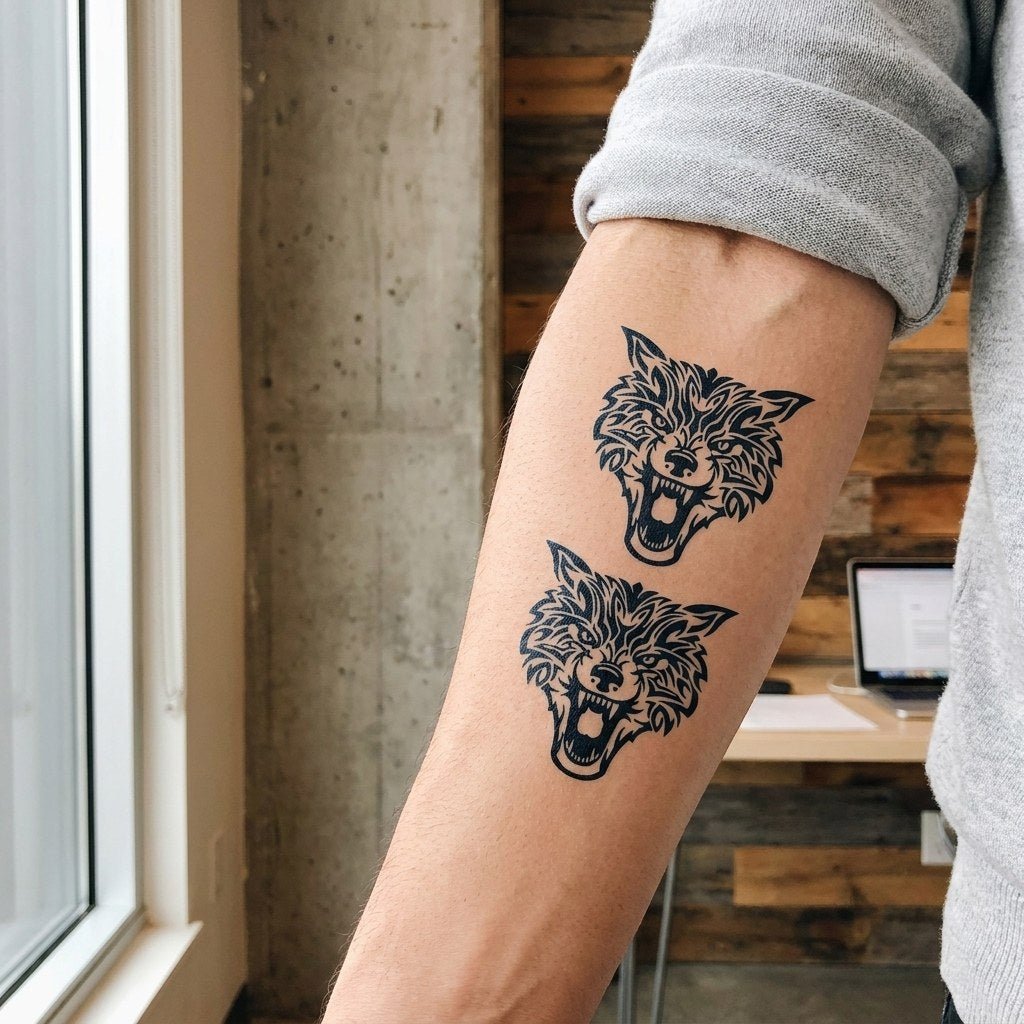 Tribal Wolf Head Tattoo - 1 | Temporalis