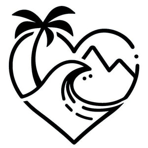 Tropical Heart Temporary Tattoo with Palm & Wave - 2 | Temporalis