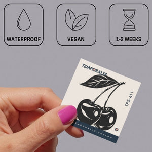 Twin Cherries Temporary Tattoo with Leaf - 3 | Temporalis