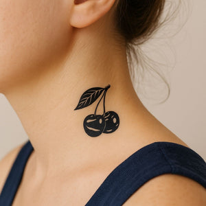 Twin Cherries Temporary Tattoo with Leaf - 1 | Temporalis