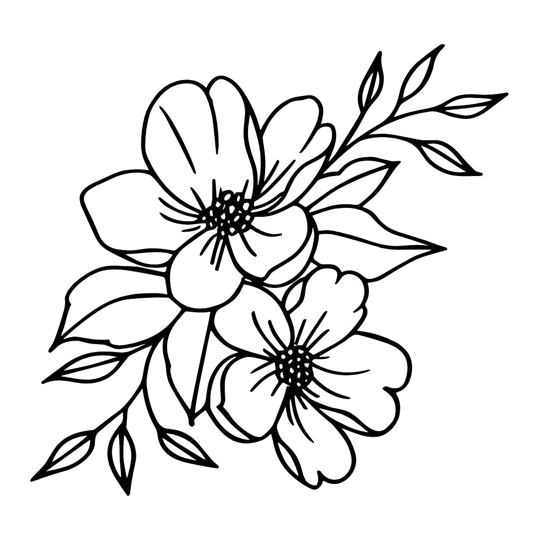 Two Flowers & Foliage Temporary Tattoo - 2 | Temporalis