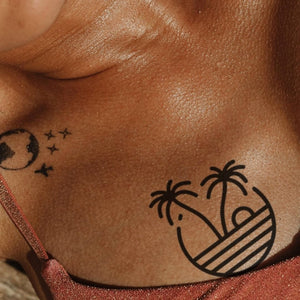 Two palm trees and sunset temporary tattoo - 1 | Temporalis