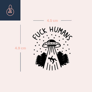 UFO Abduction Temporary Tattoo with Funny Text - 4 | Temporalis