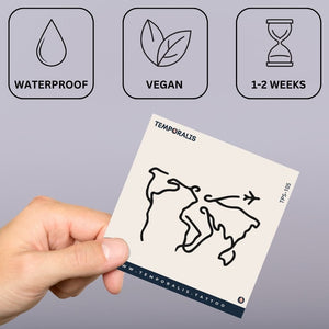 Wanderlust Verdenskort Omrids 3 - Temporalis® - Midlertidig tatovering