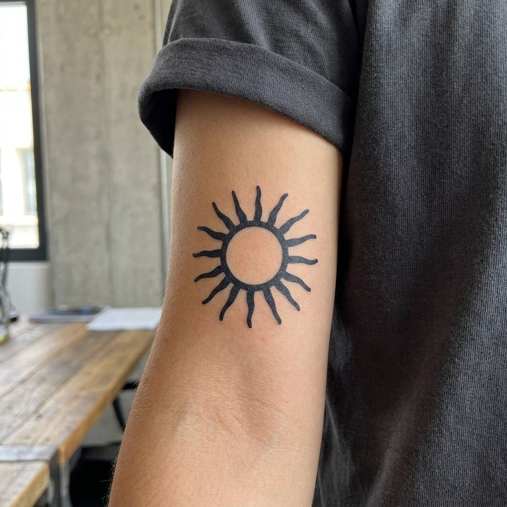 Wavy Sun Tattoo - 1 | Temporalis