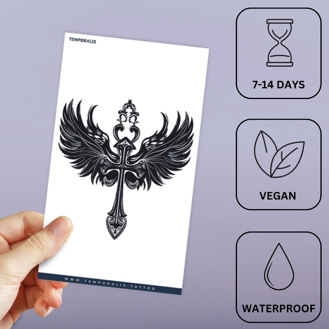 Winged Cross Tattoo - 3 | Temporalis