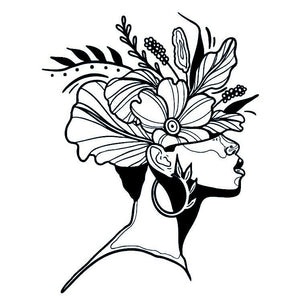 Woman in profile with flower crown temporary tattoo - 2 | Temporalis