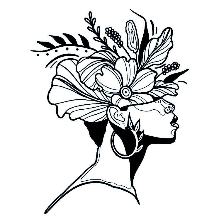 Woman in profile with flower crown temporary tattoo - 2 | Temporalis