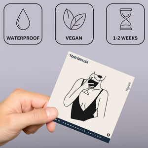 Woman with Wine Glass Temporary Tattoo – Minimal One - Line Art - 3 | Temporalis