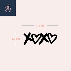 XOXO Hearts temporary tattoo 3 - Temporalis