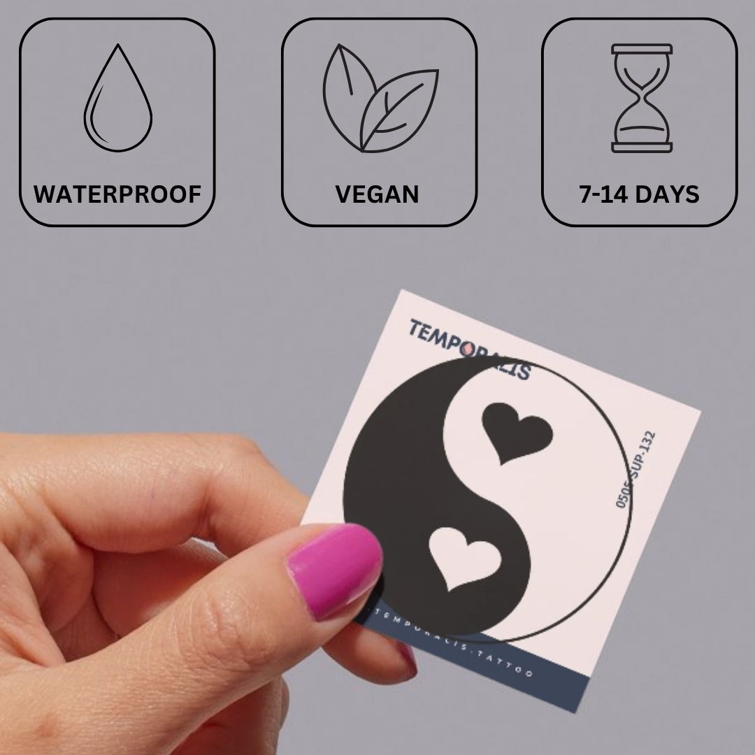 Yin Yang Hearts Temporary Tattoo - 3 | Temporalis