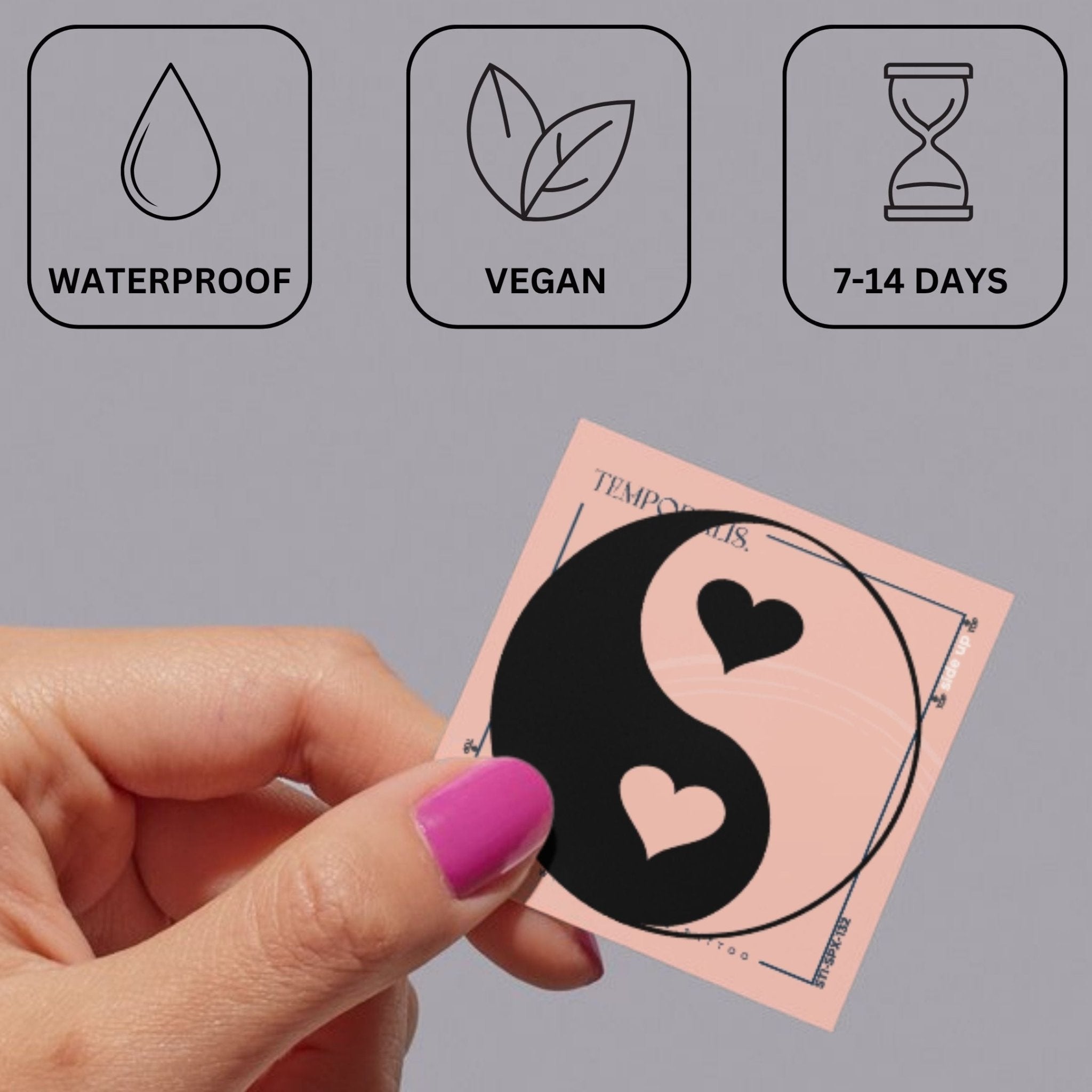 Yin Yang Hearts Temporary Tattoo - 3 | Temporalis